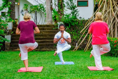 some of our guests in a yoga session